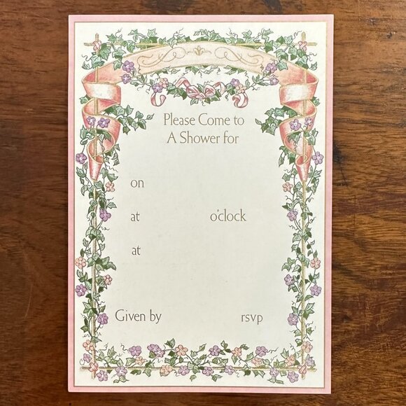 4ct Caspari Fill-In Shower Floral Invitations - Picture 3 of 15
